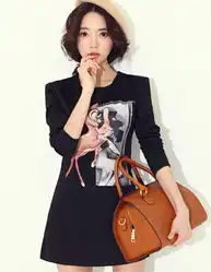 2014春女装新款韩版来自星星的你同款动物小鹿图案修身气质连衣裙