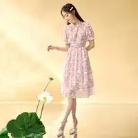 嘉茱莉裙装嘉茱莉早春新款法式温柔风吊带连衣裙女v领吊带裙修身显瘦连衣裙多少钱
